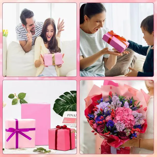 Alt view image 3 of 6 - 60 Sheets Tissue Paper for Gift Bags, Mixed Pink Wrapping Tissue Paper Bulk for Decoration DIY Art Crafts Birthday Wedding Packaging, 14 X 20 Inches
