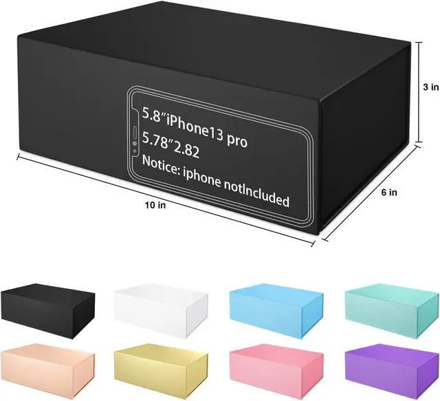 Alt view image 2 of 7 - Black Gift Box 10" x 6" x 3", Magnetic Closure Lid Gift Boxes for Presents