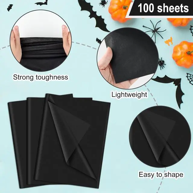 Alt view image 3 of 6 - NEBURORA 100 Sheets Black Wrapping Tissue Paper Gift Bag Decorative