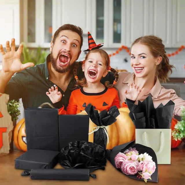 Alt view image 6 of 6 - NEBURORA 100 Sheets Black Wrapping Tissue Paper Gift Bag Decorative