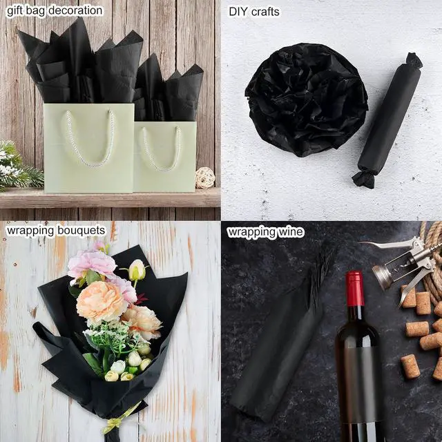 Alt view image 5 of 6 - NEBURORA 100 Sheets Black Wrapping Tissue Paper Gift Bag Decorative