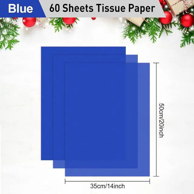Alt view image 4 of 7 - NEBURORA 60 Sheets Blue Tissue Paper Set Gift Wrap Paper(Blue)