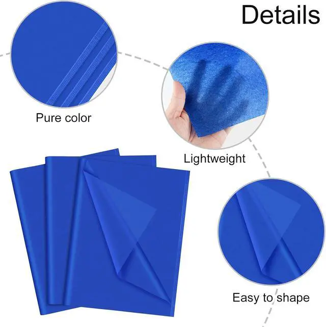 Alt view image 3 of 7 - NEBURORA 60 Sheets Blue Tissue Paper Set Gift Wrap Paper(Blue)