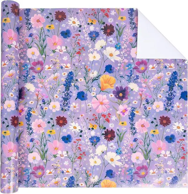 Alt view image 2 of 7 - Dtiafu Wildflower Wrapping Paper Roll for Her Mom Women Girls - Floral Design Gift Wrap for Birthday Wedding Holiday Bridal Shower Mothers Day Spring Summer(Total 28.5sq.ft)