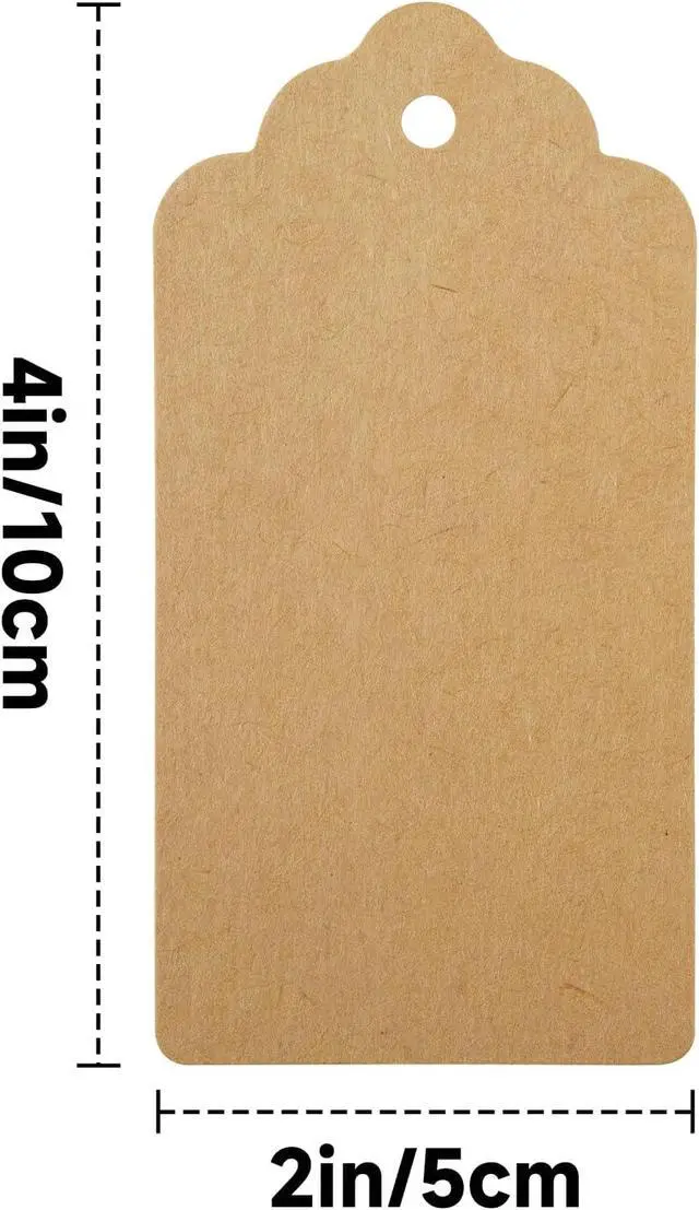 Alt view image 2 of 7 - KINGLAKE Kraft Paper Gift Tags 2X4 Inch With String - 50 Pcs Brown Price Tags for Christmas Presents, Holiday Bags, Wrapping Crafts