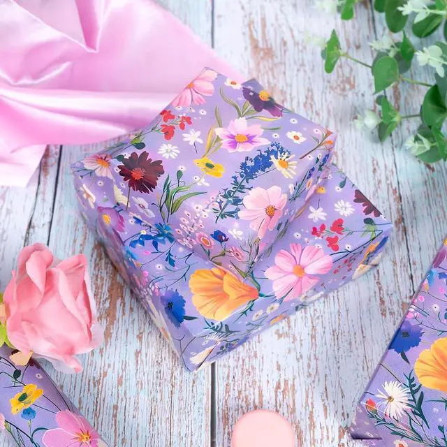 Alt view image 6 of 7 - Dtiafu Wildflower Wrapping Paper Roll for Her Mom Women Girls - Floral Design Gift Wrap for Birthday Wedding Holiday Bridal Shower Mothers Day Spring Summer(Total 28.5sq.ft)