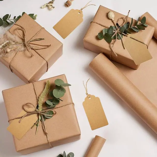 Alt view image 5 of 7 - KINGLAKE Kraft Paper Gift Tags 2X4 Inch With String - 50 Pcs Brown Price Tags for Christmas Presents, Holiday Bags, Wrapping Crafts