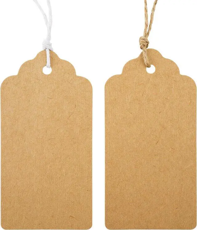 Alt view image 4 of 7 - KINGLAKE Kraft Paper Gift Tags 2X4 Inch With String - 50 Pcs Brown Price Tags for Christmas Presents, Holiday Bags, Wrapping Crafts