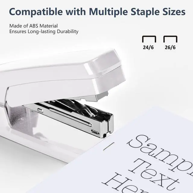 Alt view image 5 of 6 - MJMX 360° Rotating Swing-Arm Stapler, 25-Sheet Capacity, with 1000 Staples, 8-Position Lock, ABS Durable Design, for Office/Home/School (White)