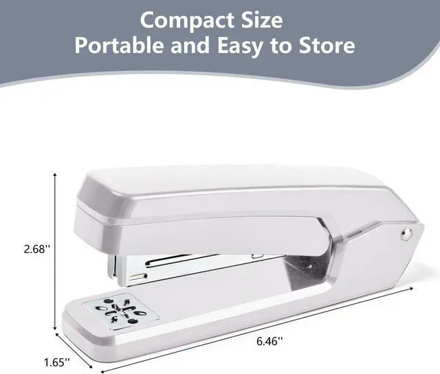 Alt view image 6 of 6 - MJMX 360° Rotating Swing-Arm Stapler, 25-Sheet Capacity, with 1000 Staples, 8-Position Lock, ABS Durable Design, for Office/Home/School (White)
