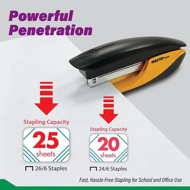 Alt view image 3 of 7 - Ergonomic Stapler, 20 Sheet Capacity & 100 Staples Storage, with Staple Remover & Non-Slip Base, for Office, School, Home Use