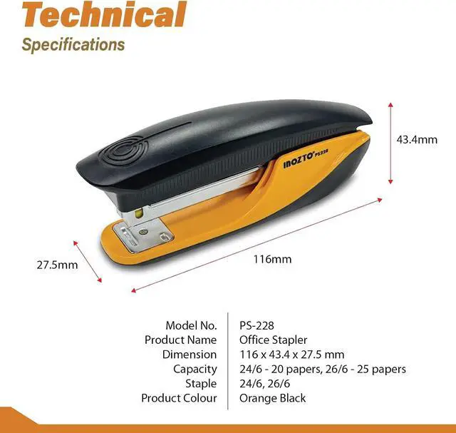 Alt view image 7 of 7 - Ergonomic Stapler, 20 Sheet Capacity & 100 Staples Storage, with Staple Remover & Non-Slip Base, for Office, School, Home Use