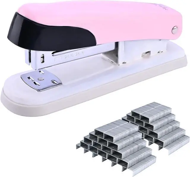 Main image of Temiary Stapler, Desktop Metal Staplers with 2000 Standard Staples, 25 Sheet Capacity, One Finger Stapling, Jam Free, No Effort Staplers for Classroom, Office or Desk (Pink)