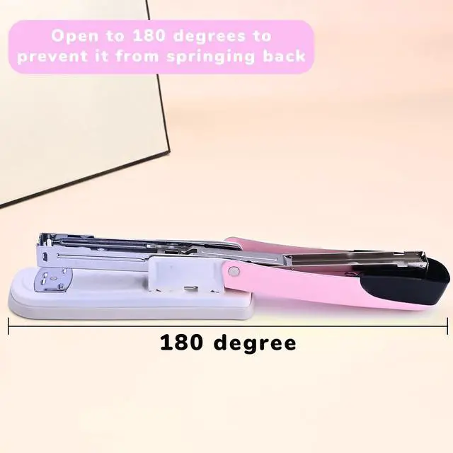 Alt view image 3 of 7 - Temiary Stapler, Desktop Metal Staplers with 2000 Standard Staples, 25 Sheet Capacity, One Finger Stapling, Jam Free, No Effort Staplers for Classroom, Office or Desk (Pink)