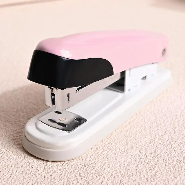 Alt view image 5 of 7 - Temiary Stapler, Desktop Metal Staplers with 2000 Standard Staples, 25 Sheet Capacity, One Finger Stapling, Jam Free, No Effort Staplers for Classroom, Office or Desk (Pink)
