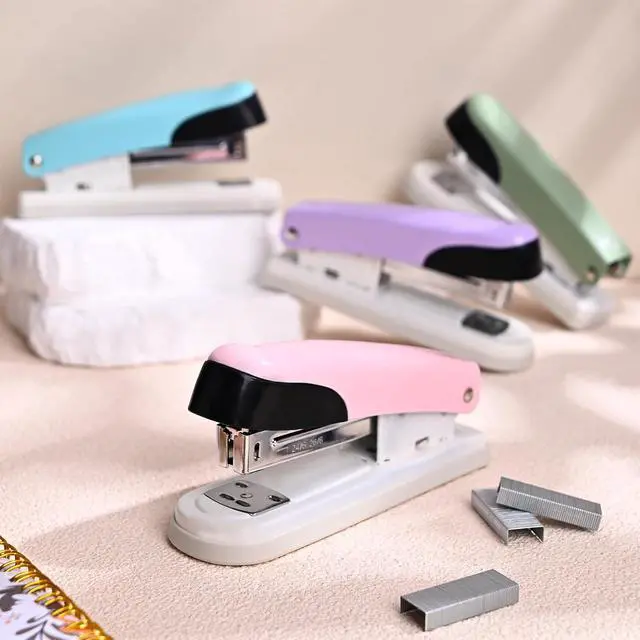 Alt view image 7 of 7 - Temiary Stapler, Desktop Metal Staplers with 2000 Standard Staples, 25 Sheet Capacity, One Finger Stapling, Jam Free, No Effort Staplers for Classroom, Office or Desk (Pink)