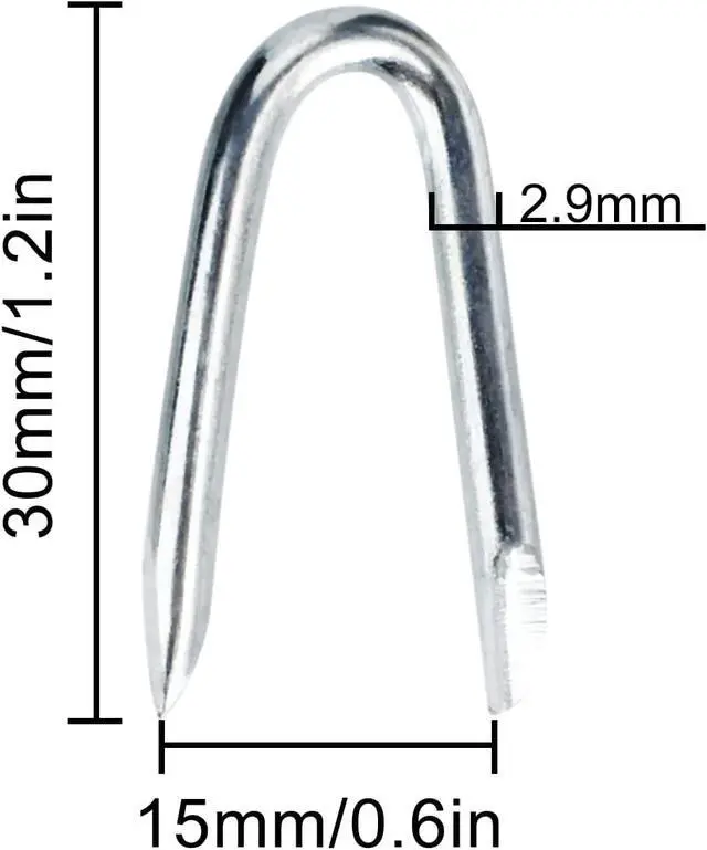 Alt view image 2 of 7 - Steel Wire Fencing Staples 50Pcs Wire Staples Galvanized Fencing Staple U Shaped Nails 1.2'' Fence Post Staple for Wire Mesh & Woven Fence
