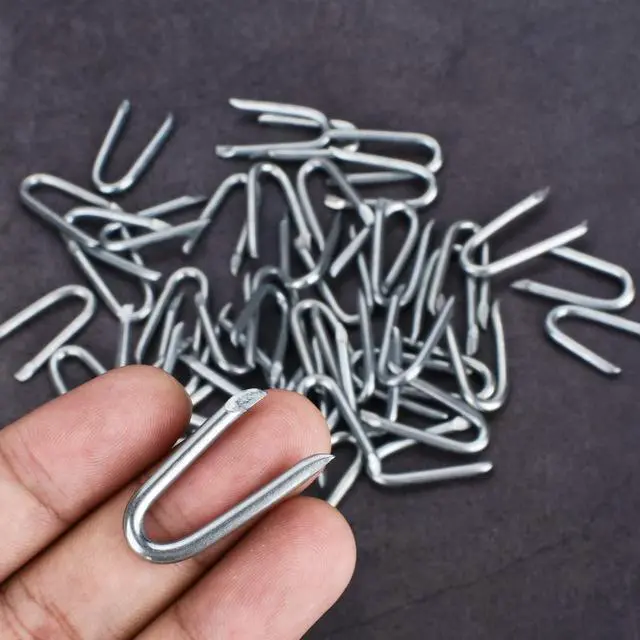 Alt view image 3 of 7 - Steel Wire Fencing Staples 50Pcs Wire Staples Galvanized Fencing Staple U Shaped Nails 1.2'' Fence Post Staple for Wire Mesh & Woven Fence