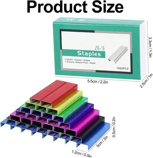 Alt view image 7 of 7 - 7Pack Colorful 26/6 Standard Staples, Refills for Desktop Office Staplers