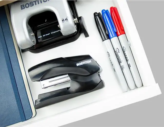Alt view image 7 of 7 - Bostitch Office Heavy Duty Stapler, 40 Sheet Capacity, No Jam, Half Strip, Fits into the Palm of Your Hand, For Classroom, Office or Desk, Black