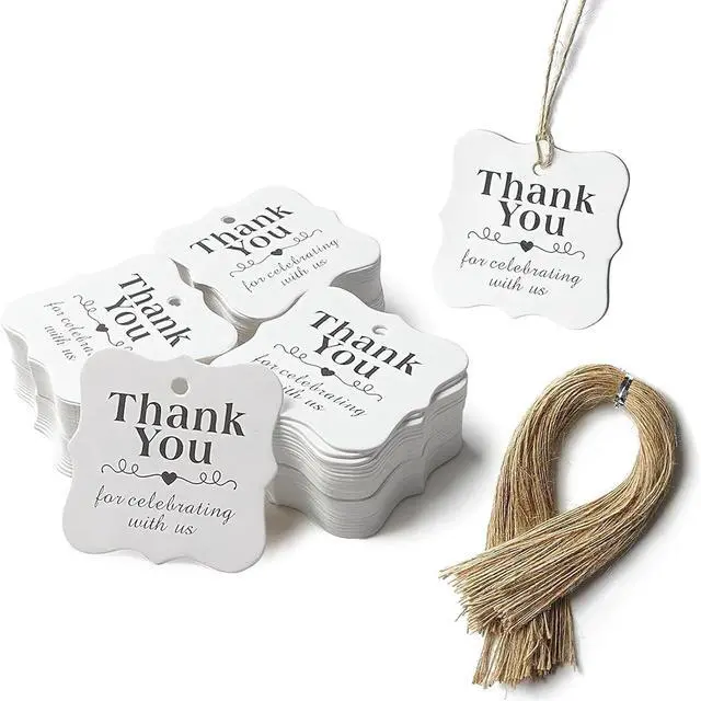 Main image of SallyFashion Thank You Gift Tags with String, 150 Pack 2 X 2 inch