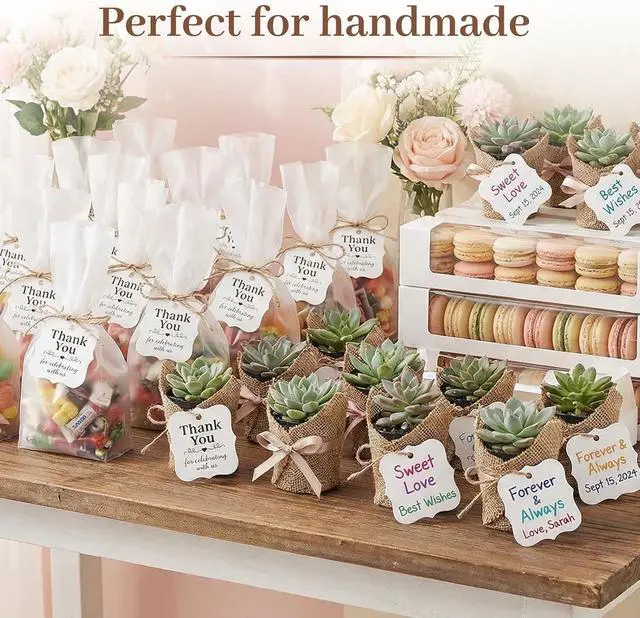 Alt view image 3 of 7 - SallyFashion Thank You Gift Tags with String, 150 Pack 2 X 2 inch