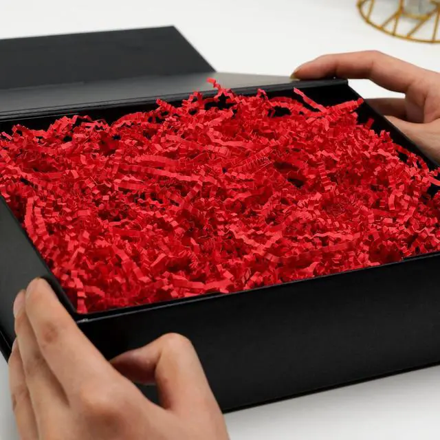 Alt view image 5 of 5 - ROSYJUNE 1LB Crinkle Paper Filler, Red Shredded Paper for Gift Basket Box
