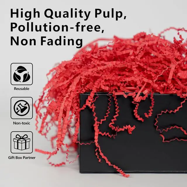 Alt view image 2 of 5 - ROSYJUNE 1LB Crinkle Paper Filler, Red Shredded Paper for Gift Basket Box