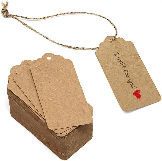 Alt view image 3 of 6 - 300 Feet Natural Jute Twine and 100PCS Brown Rectangle Kraft Paper Gift Tags for Crafts & Price Tags Labels by Blisstime