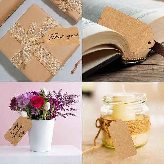 Alt view image 6 of 6 - 300 Feet Natural Jute Twine and 100PCS Brown Rectangle Kraft Paper Gift Tags for Crafts & Price Tags Labels by Blisstime