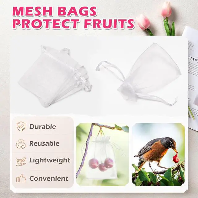 Alt view image 6 of 6 - ANZNKU 50 Pcs White Organza Bags 3×4'', Small Mesh Gift Bag with Drawstring