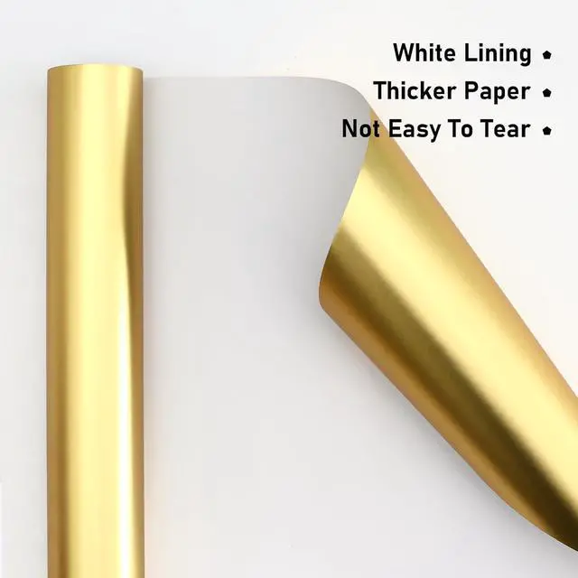Alt view image 3 of 7 - NESCCI Matte Metal Gold Wrapping Paper, Solid Color Paper,Gift Wrapping Paper,Perfect for Wedding,Valentine's Day,Birthday, Christmas,Baby Shower,DIY Bouquet (17 Inches X 32.8 Feet)
