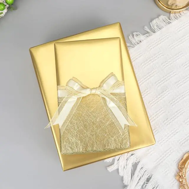 Alt view image 4 of 7 - NESCCI Matte Metal Gold Wrapping Paper, Solid Color Paper,Gift Wrapping Paper,Perfect for Wedding,Valentine's Day,Birthday, Christmas,Baby Shower,DIY Bouquet (17 Inches X 32.8 Feet)