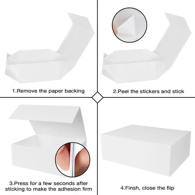 Alt view image 3 of 7 - Aimyoo White Collapsible Gift Box with Magnetic Closure Lids 13.8x9x4.3 in, Large Bridesmaid Groomsman Proposal Boxes, Rectangle Present Box for Graduation Birthday Storage 1 Pack