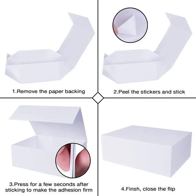 Alt view image 4 of 7 - Aimyoo White Collapsible Gift Box with Magnetic Closure Lids 13.8x9x4.3 in, Large Bridesmaid Groomsman Proposal Boxes, Rectangle Present Box for Graduation Birthday Storage 1 Pack