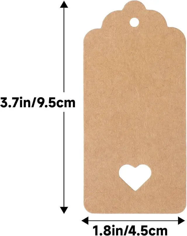 Alt view image 2 of 7 - G2PLUS 100PCS Blank Gift Tags with String, Kraft Paper Hangtags, 3.7x1.8 in