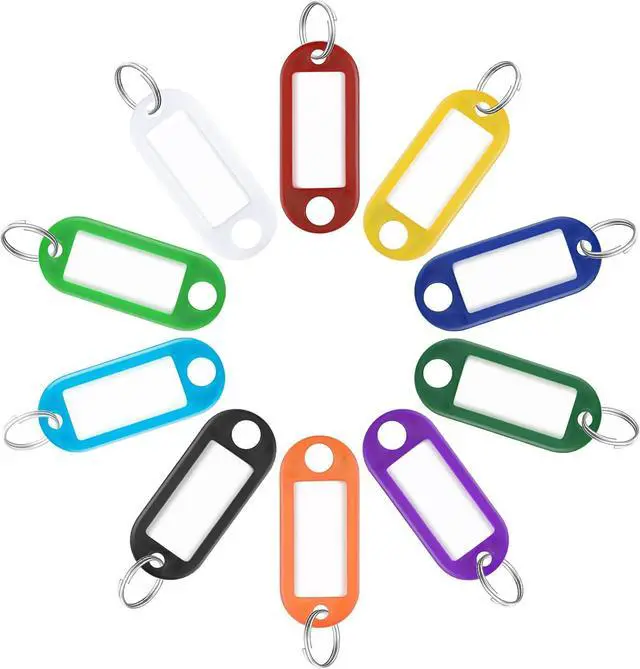 Main image of Uniclife 40 Pack Tough Plastic Key Tags with Split Ring Label Window, Assorted Colors