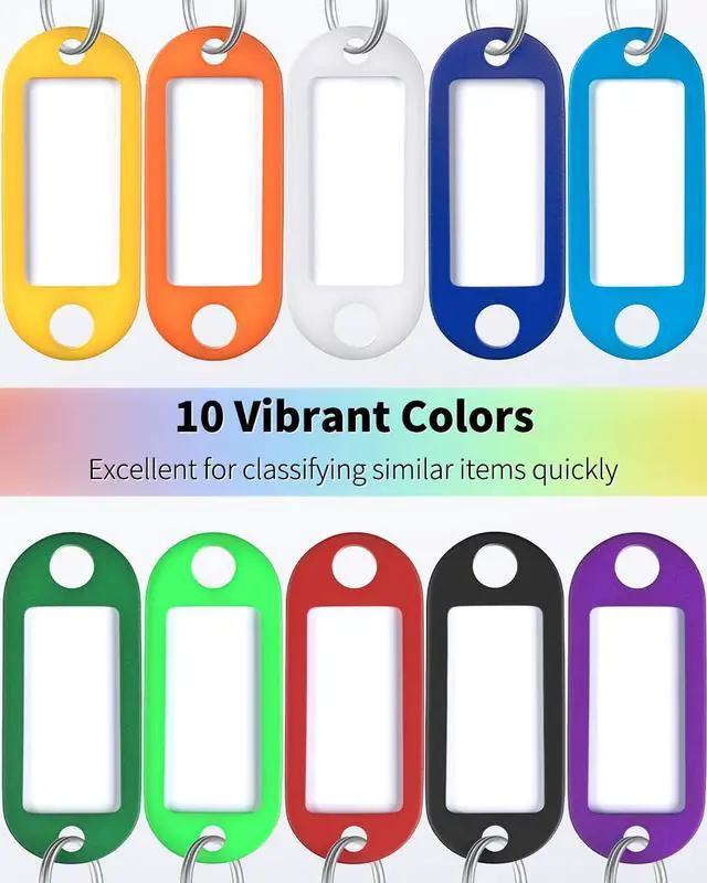 Alt view image 2 of 6 - Uniclife 40 Pack Tough Plastic Key Tags with Split Ring Label Window, Assorted Colors