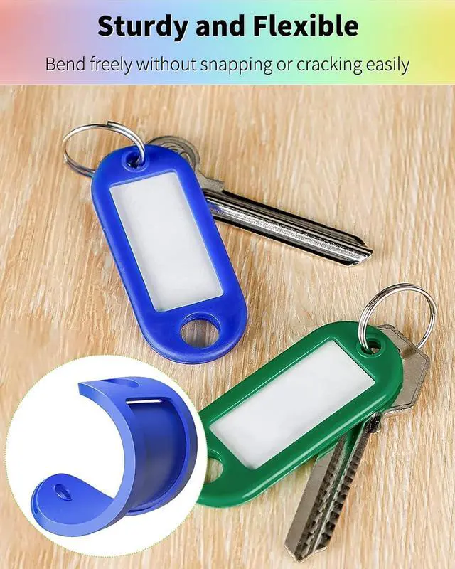 Alt view image 4 of 6 - Uniclife 40 Pack Tough Plastic Key Tags with Split Ring Label Window, Assorted Colors