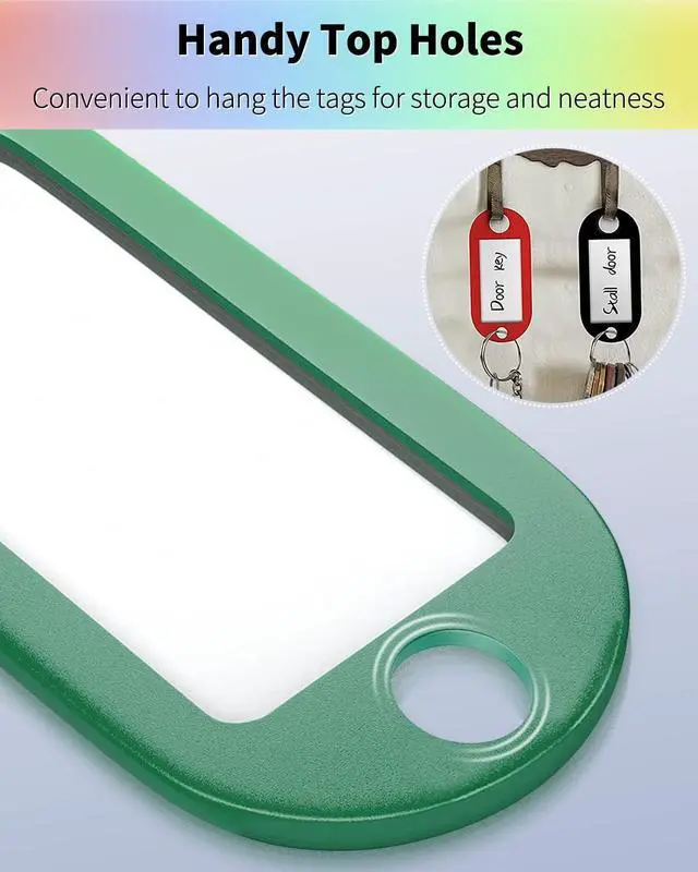 Alt view image 6 of 6 - Uniclife 40 Pack Tough Plastic Key Tags with Split Ring Label Window, Assorted Colors