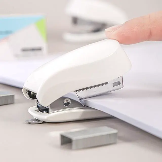 Alt view image 2 of 3 - White Color Mini Stapler with Staples,Small Cute Stapler for Desk,Gift for Student or Office Use (White)
