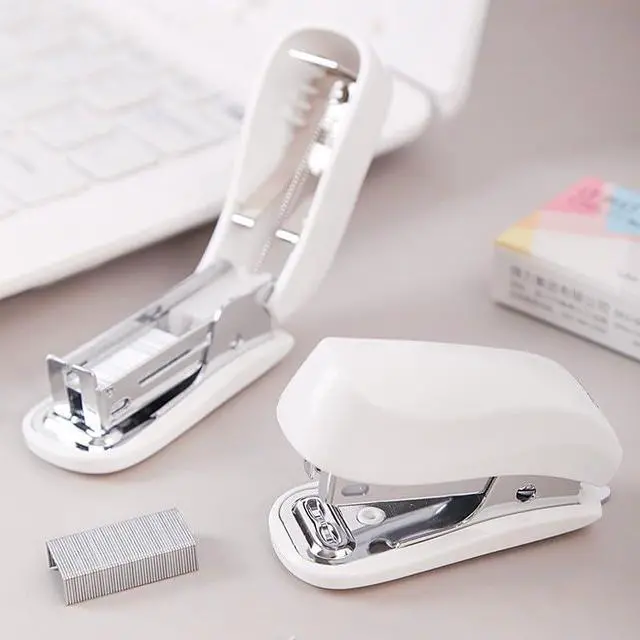 Alt view image 3 of 3 - White Color Mini Stapler with Staples,Small Cute Stapler for Desk,Gift for Student or Office Use (White)