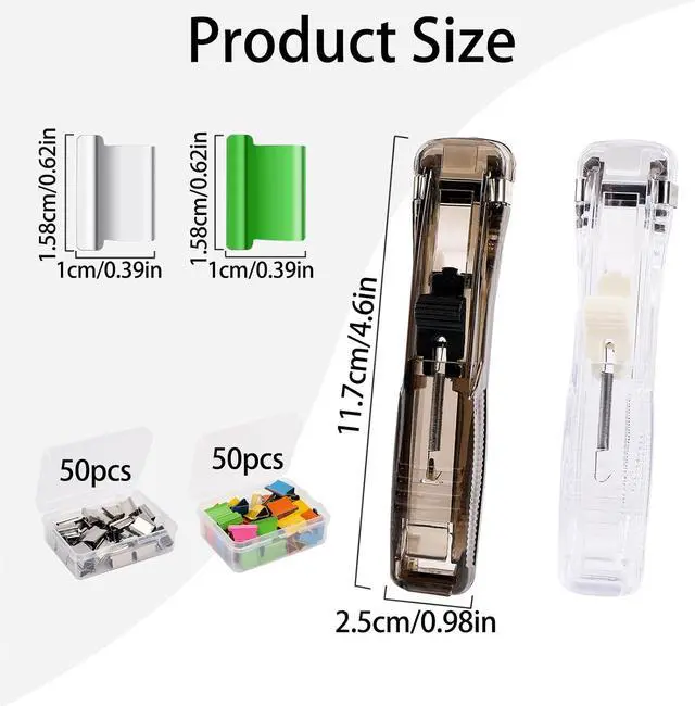 Alt view image 3 of 7 - 2 Pcs Portable Handheld Paper Clam Clip Dispenser with 100 Pcs Paper Clam Clip Refills Mini Push Stapler Dispenser Papers Clamps for Fixing Documents