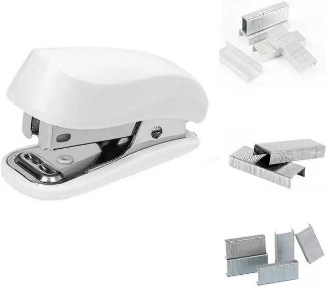 Main image of White Color Mini Stapler with Staples,Small Cute Stapler for Desk,Gift for Student or Office Use (White)