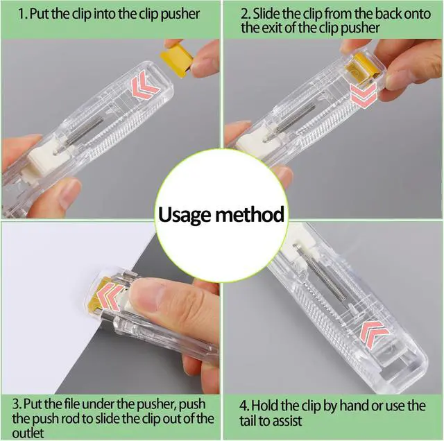 Alt view image 2 of 7 - 2 Pcs Portable Handheld Paper Clam Clip Dispenser with 100 Pcs Paper Clam Clip Refills Mini Push Stapler Dispenser Papers Clamps for Fixing Documents