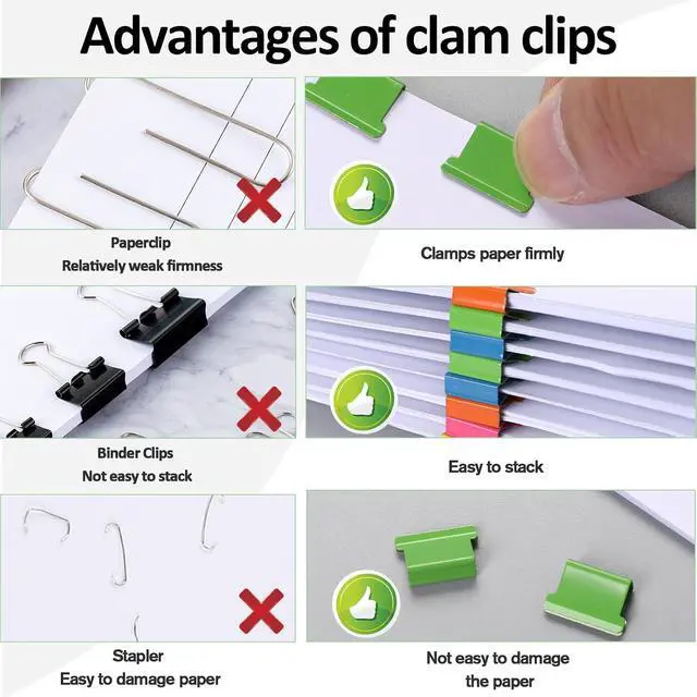 Alt view image 5 of 7 - 2 Pcs Portable Handheld Paper Clam Clip Dispenser with 100 Pcs Paper Clam Clip Refills Mini Push Stapler Dispenser Papers Clamps for Fixing Documents