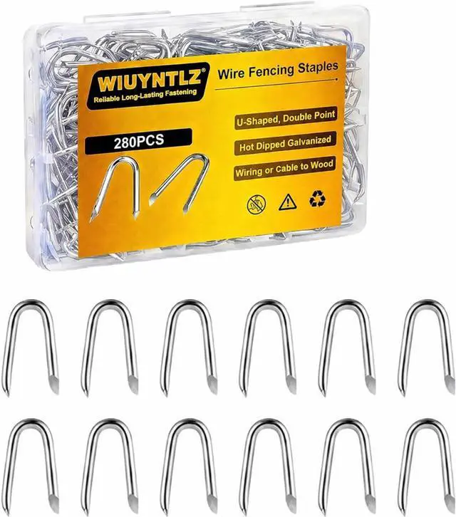 Main image of 280 Pcs Galvanized Steel Fencing Staples, 24 mm U-Shaped Nails