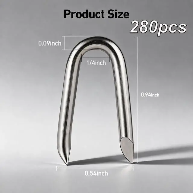 Alt view image 2 of 6 - 280 Pcs Galvanized Steel Fencing Staples, 24 mm U-Shaped Nails