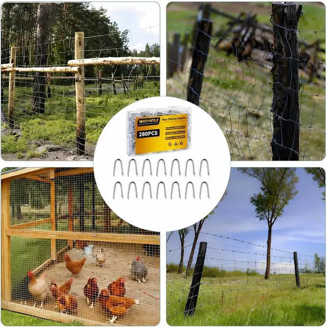 Alt view image 6 of 6 - 280 Pcs Galvanized Steel Fencing Staples, 24 mm U-Shaped Nails