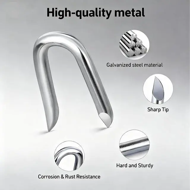 Alt view image 3 of 6 - 280 Pcs Galvanized Steel Fencing Staples, 24 mm U-Shaped Nails